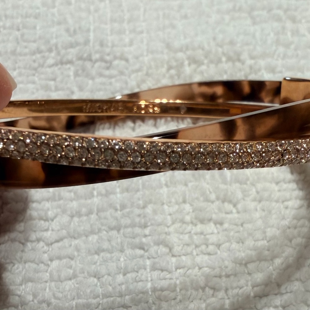 Michael Kors Gold-Tone Pavé Hinge Bangle Bracelet
